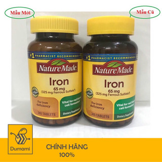 (Ship nhanh+Date xa) Viên uống Nature Made Iron (sắt) 65mg Hộp 365 viên Mỹ