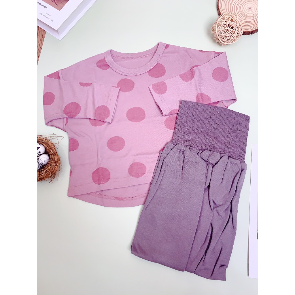 Đồ Bộ Tay Dài Chất Liệu Thun Cotton Cho Bé Trai Bé Gái 13 - 14 Kg