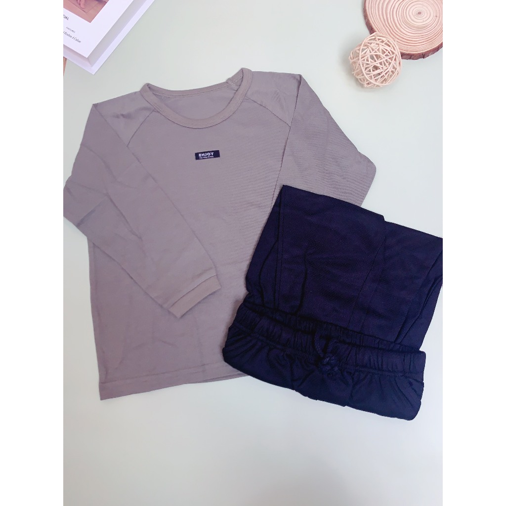 Đồ Bộ Tay Dài Chất Liệu Thun Cotton Cho Bé Trai Bé Gái 17 - 18 Kg
