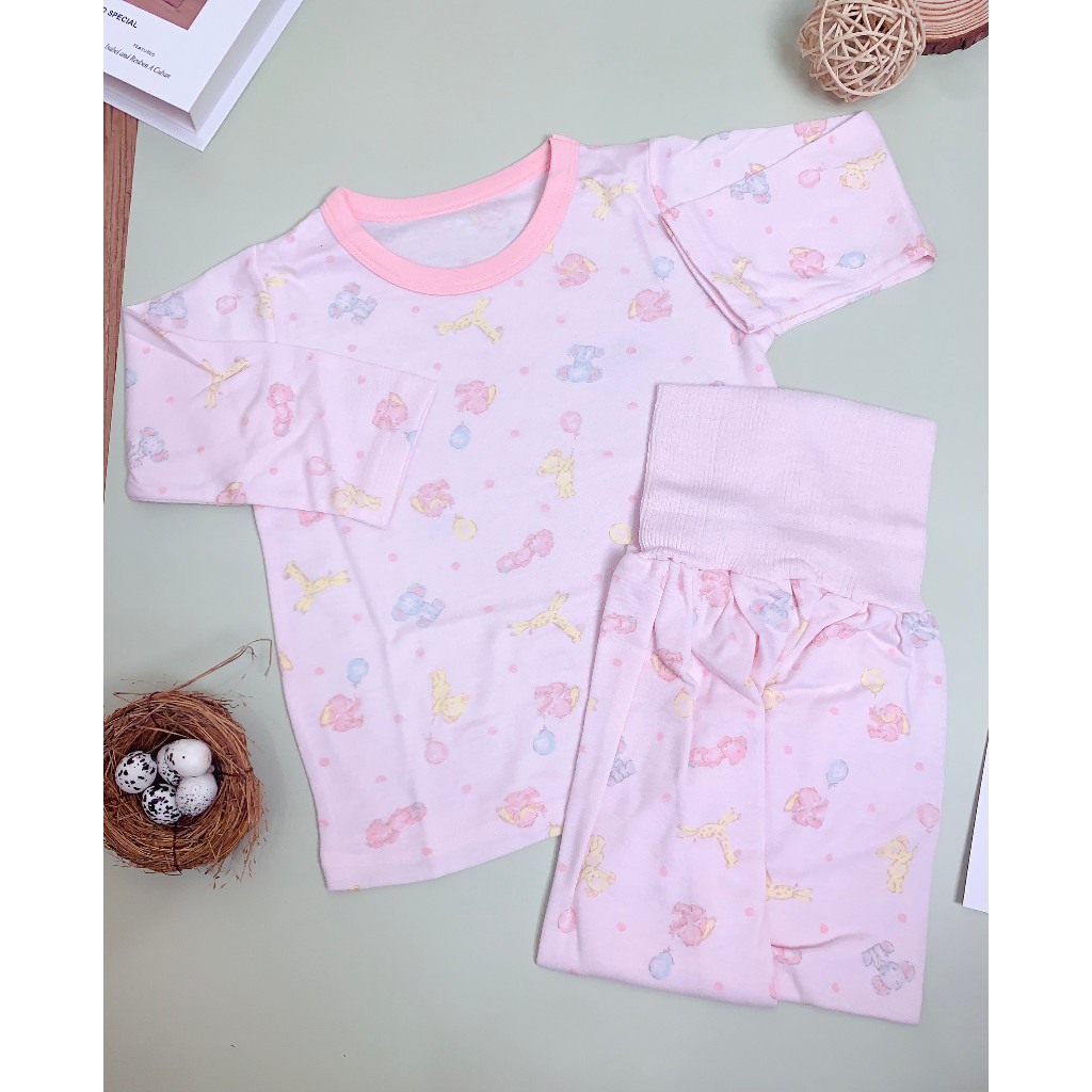 Đồ Bộ Tay Dài Chất Liệu Thun Cotton Cho Bé Trai Bé Gái 13 - 14 Kg