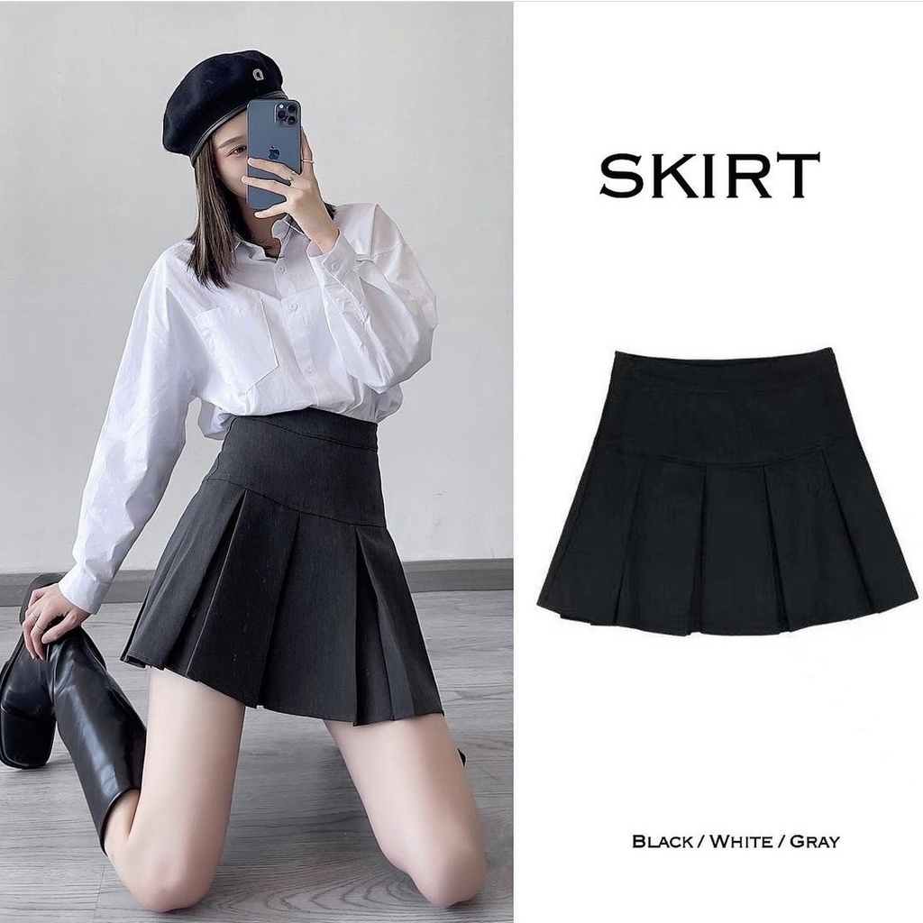 Chân Váy Chữ A Lưng Cao Xếp Ly Thời Trang Mùa Hè Hàn Quốc 3 Màu Tùy Chọn Maylily Store