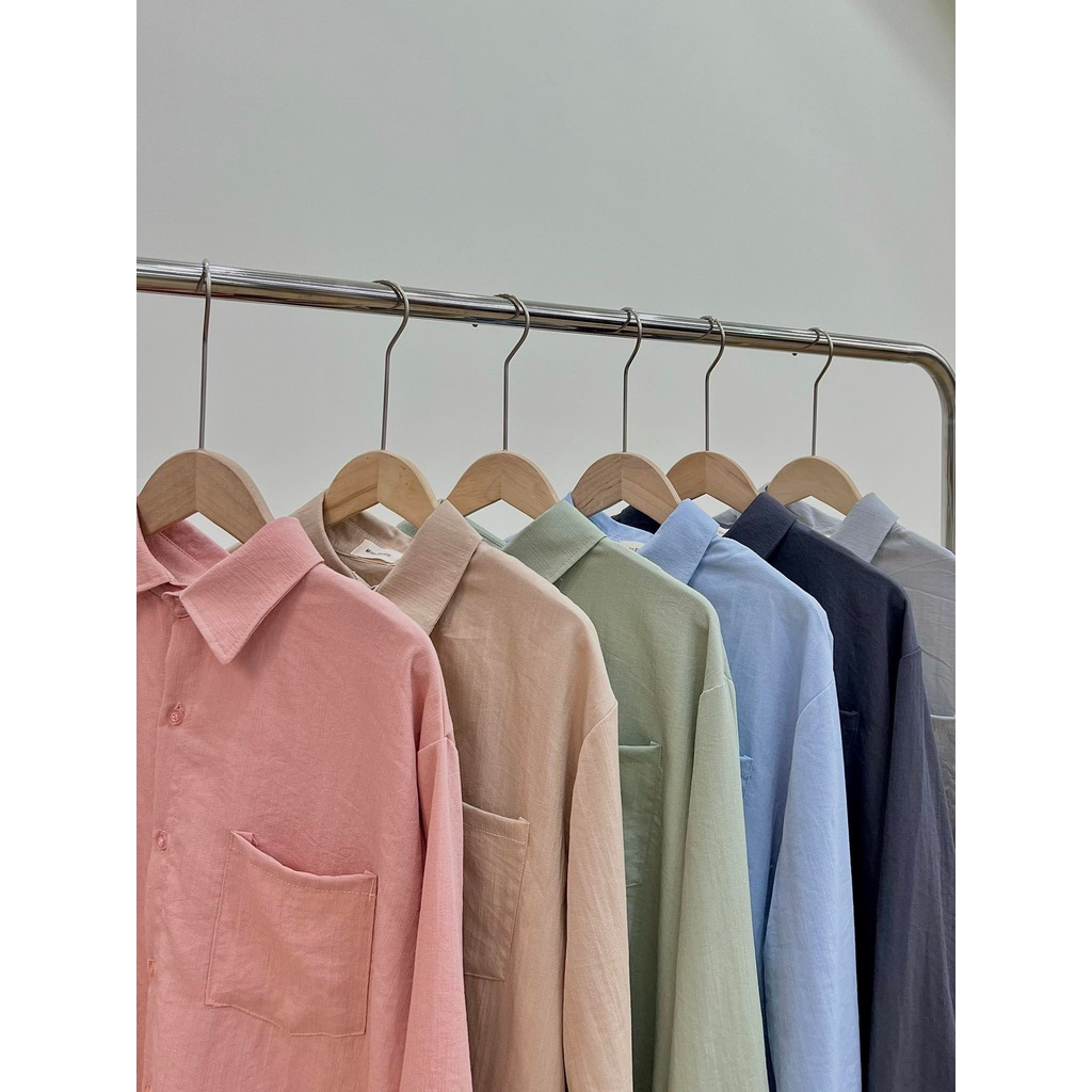 Áo sơ mi đũi xước dáng rộng, áo sơ mi nữ dài tay chất mát Maylily Store