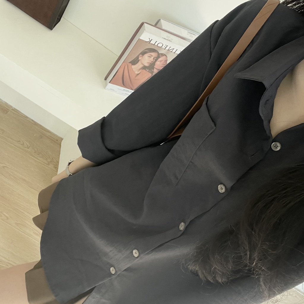 Áo sơ mi đũi xước dáng rộng, áo sơ mi nữ dài tay chất mát Maylily Store