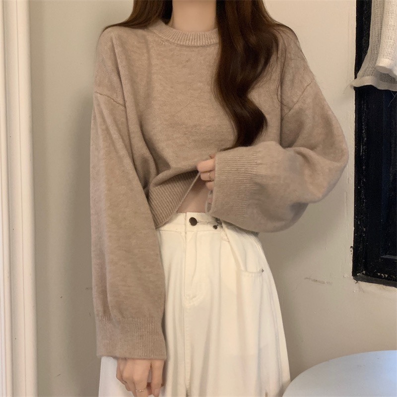 Áo len croptop tay dài phong cách hàn quốc Maylily Store