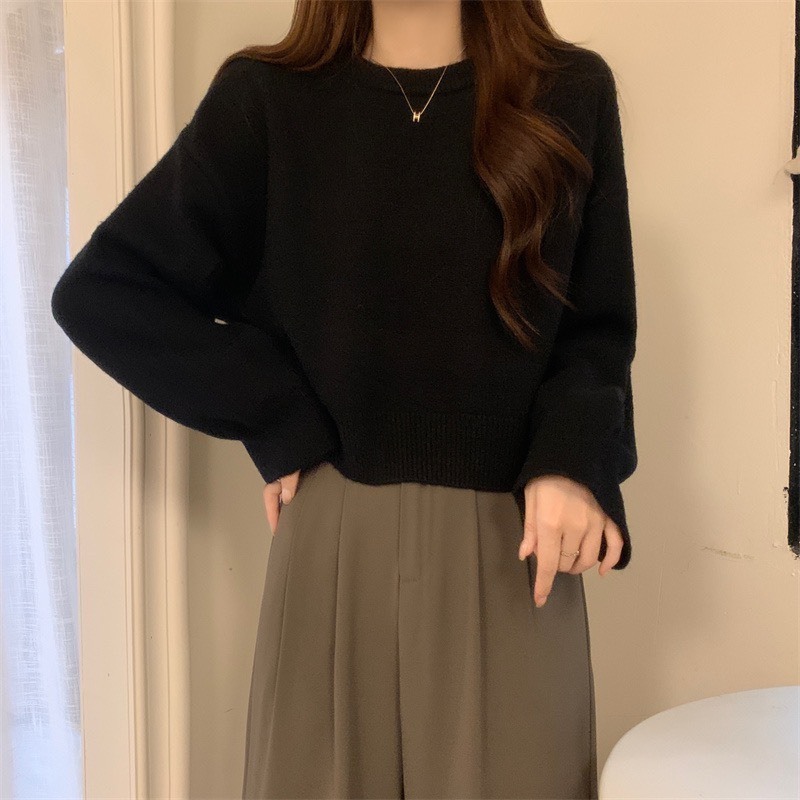Áo len croptop tay dài phong cách hàn quốc Maylily Store