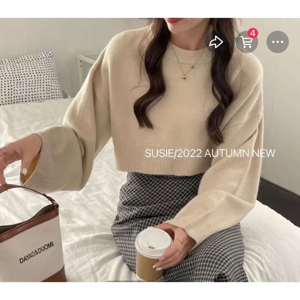 Áo len croptop tay dài phong cách hàn quốc Maylily Store