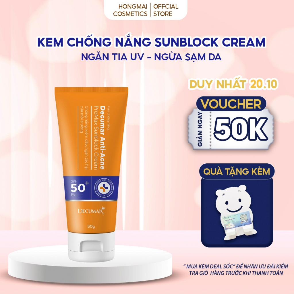 Kem Chống Nắng Ngăn Sạm Nám, Ngừa Thâm Mụn Decumar ProMax Sunblock Cream 50g