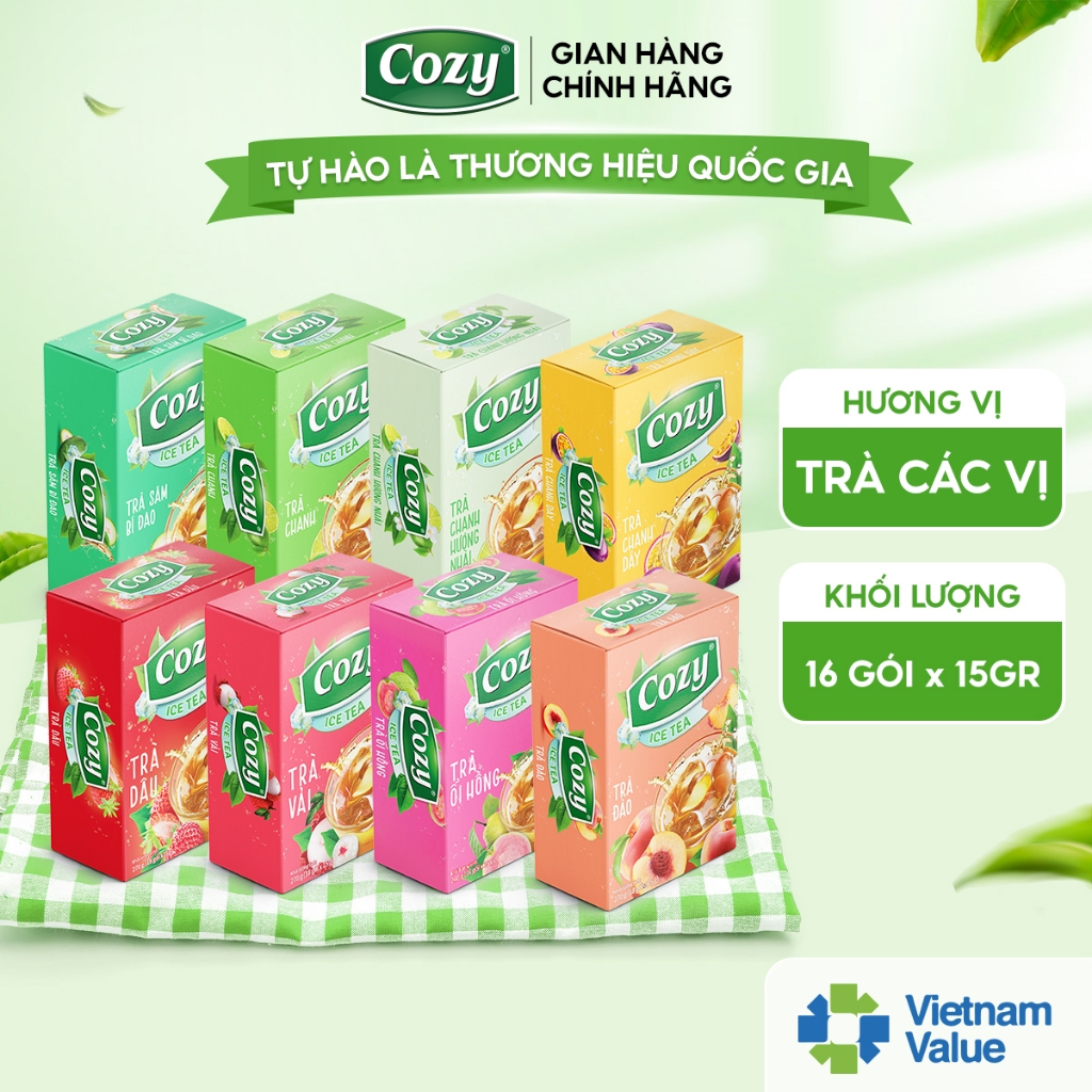 Trà Cozy Hòa Tan Ice Tea Các Vị Thức Uống Giải Khát Thanh Nhiệt Tươi Mát Trà Đào, Trà Chanh, Trà Vải 