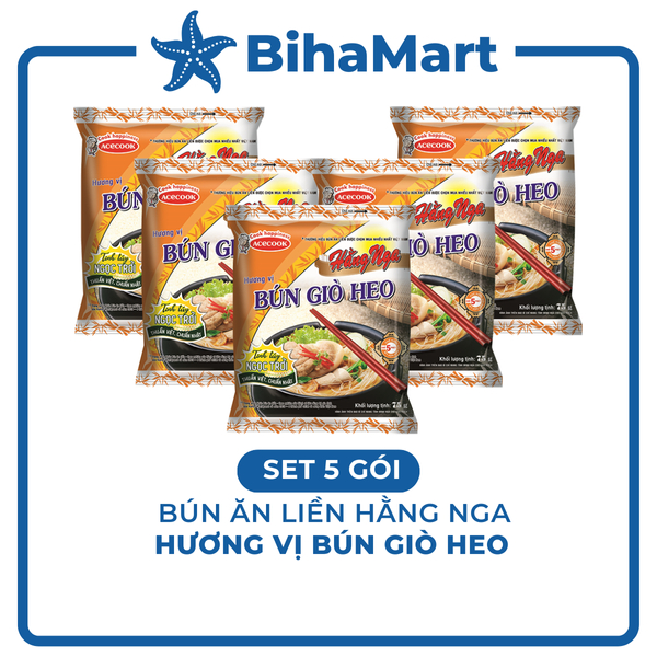 [SET 5 GÓI] - ACECOOK - Bún Giò Heo Hằng Nga, Bún Hằng Nga hương vị Bún Giò Heo – Bún ăn liền Acecook (75g/gói)