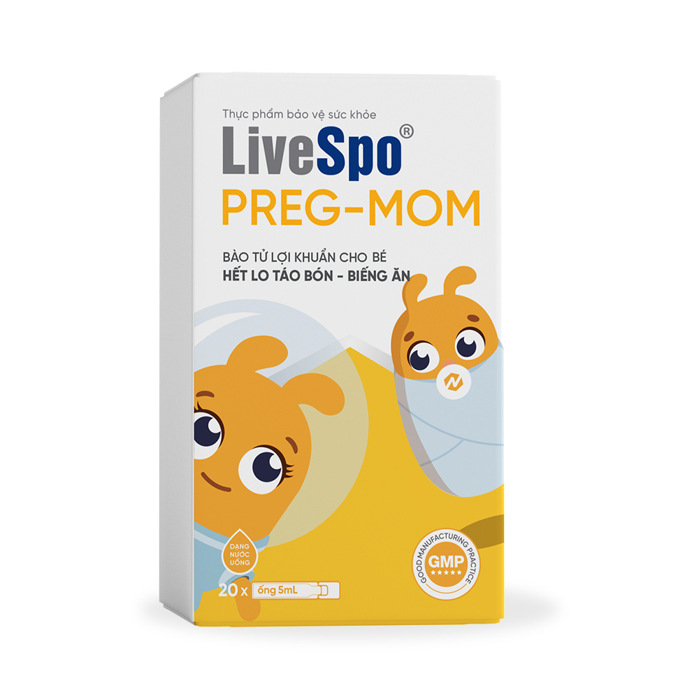 Bào Tử Lợi Khuẩn Hỗ Trợ Cải Thiện Hệ Tiêu Hóa Cho Mẹ Và Bé LiveSpo PregMom Hộp 20 Ống