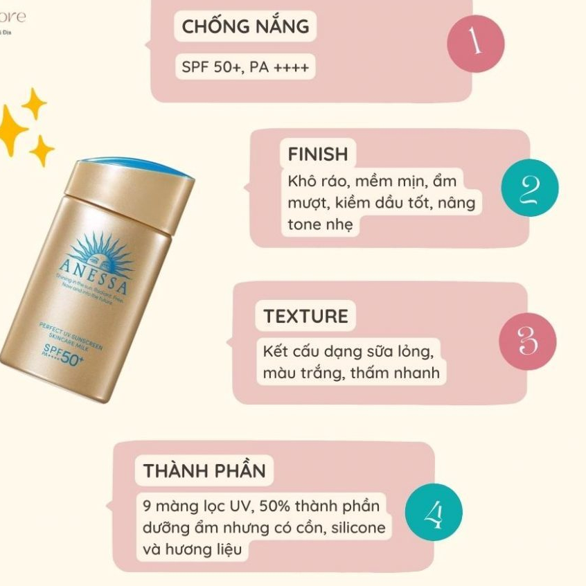 Sữa chống nắng dưỡng da kiềm dầu bảo vệ hoàn hảo Anessa Perfect UV Sunscreen Skincare Milk SPF50+ PA++++ 60ml
