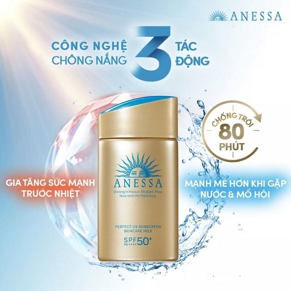 Sữa chống nắng dưỡng da kiềm dầu bảo vệ hoàn hảo Anessa Perfect UV Sunscreen Skincare Milk SPF50+ PA++++ 60ml
