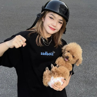 Áo phông nam local brand form rộng Sadboiz teddy big size giá rẻ basic cổ tròn tay lỡ unisex màu đen trắng - Gin store