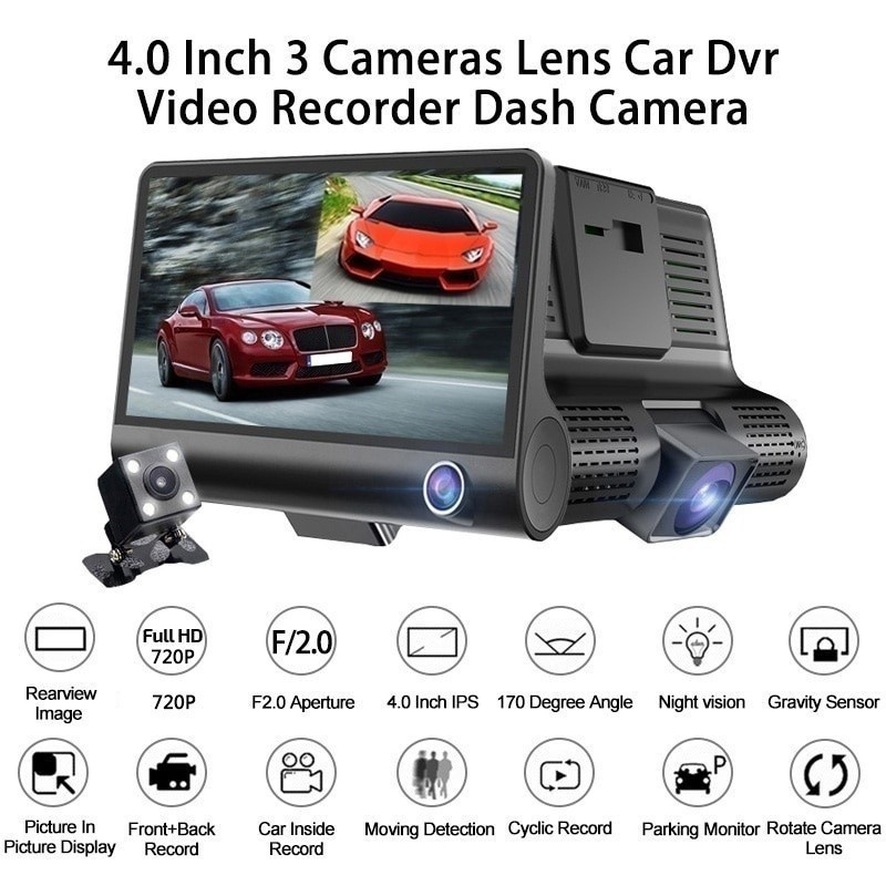🔥PROMO🔥2023 ETTRO 64GB 3 trong 1 Camera hành trình ô tô DVR HD 1080P 170 Máy ghi chu kỳ góc rộng G-Sensor 3 IN 1 Dashcam