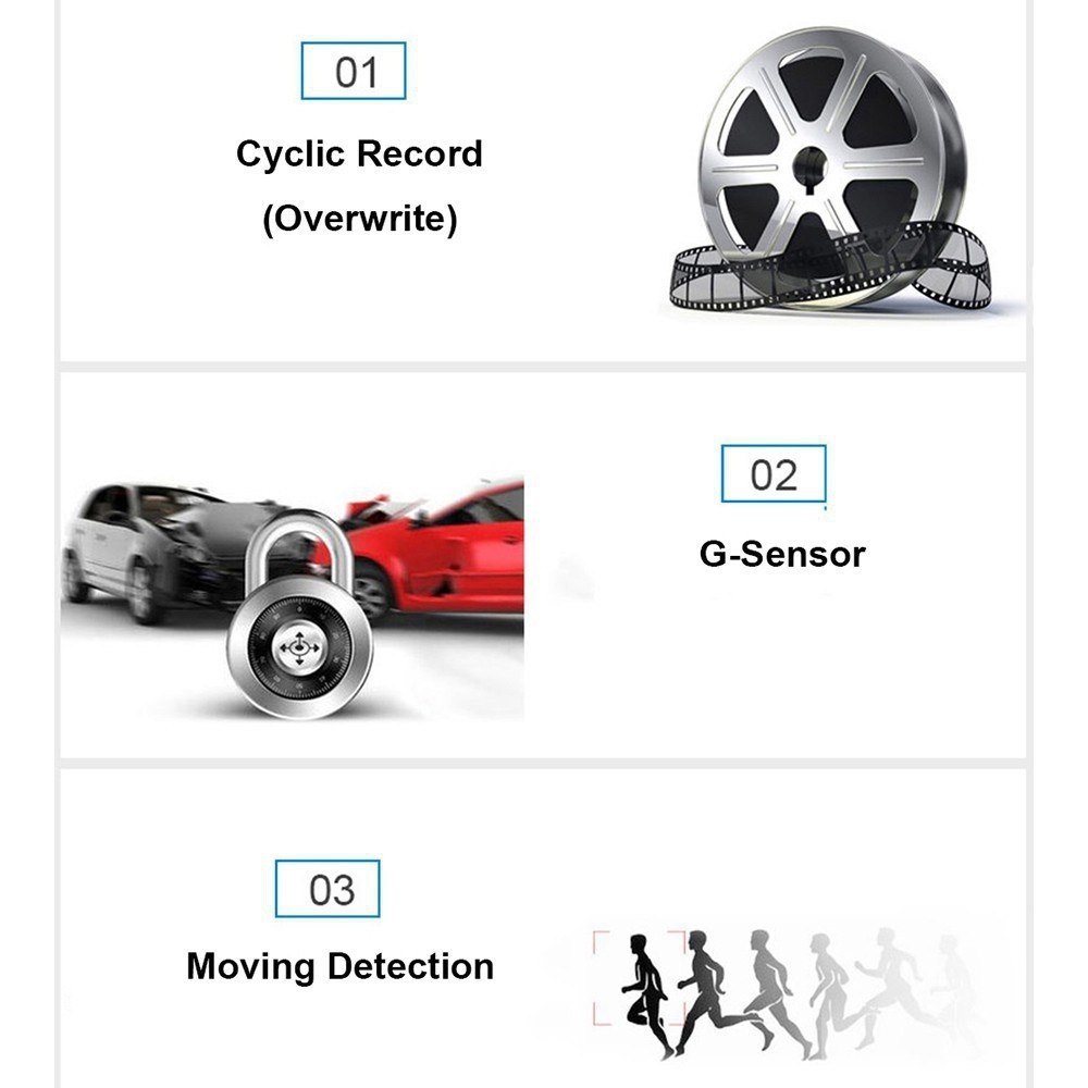 🔥PROMO🔥2023 ETTRO 64GB 3 trong 1 Camera hành trình ô tô DVR HD 1080P 170 Máy ghi chu kỳ góc rộng G-Sensor 3 IN 1 Dashcam