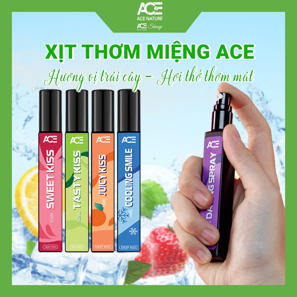 Xịt thơm miệng ACE vị trái cây Deep Kiss 10ml/1 chai ngọt ngào hơi thở the mát