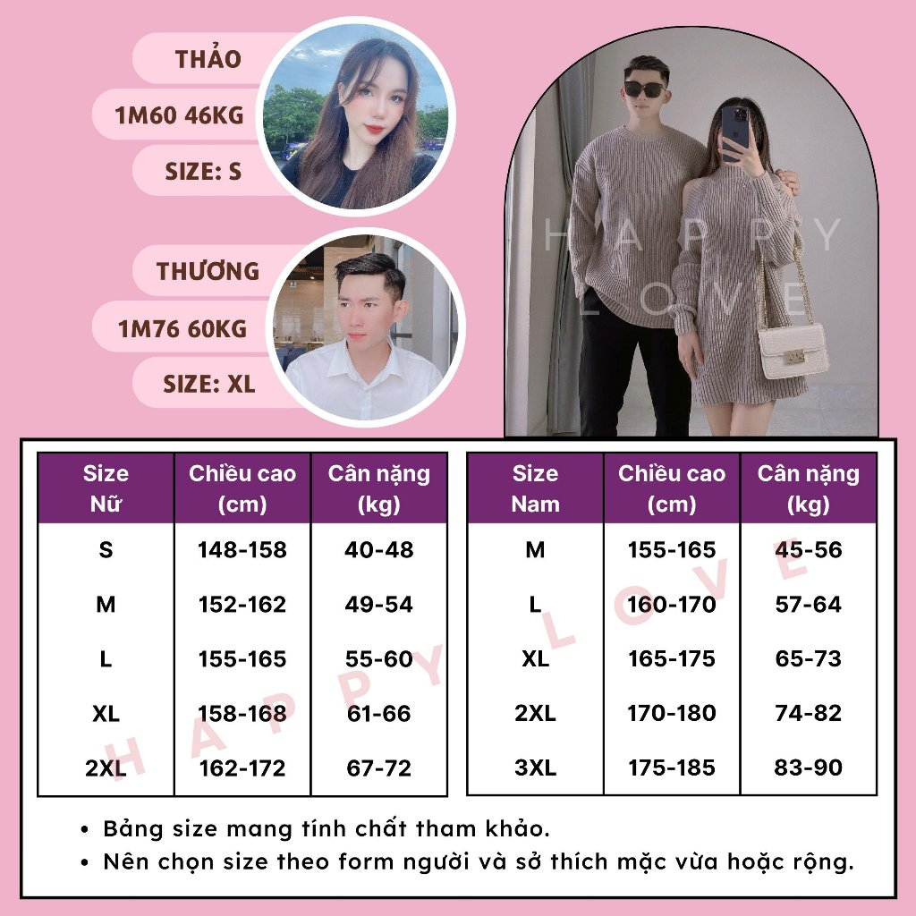 Đồ cặp nam nữ mùa đông set áo váy đôi khoét vai chất vải len dày dặn hàng Quảng Châu dành cho cặp đôi HAPPYLOVE H127
