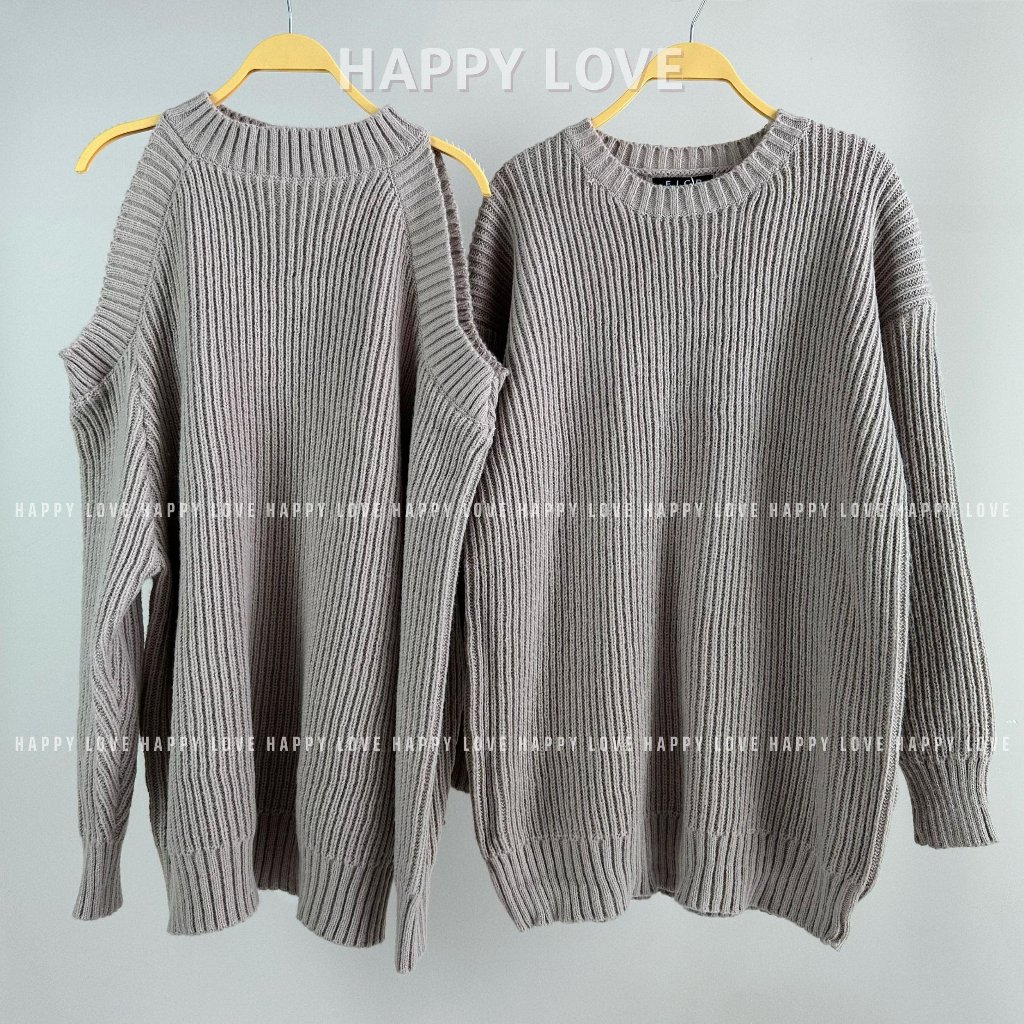 Đồ cặp nam nữ mùa đông set áo váy đôi khoét vai chất vải len dày dặn hàng Quảng Châu dành cho cặp đôi HAPPYLOVE H127