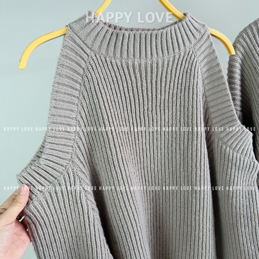 Đồ cặp nam nữ mùa đông set áo váy đôi khoét vai chất vải len dày dặn hàng Quảng Châu dành cho cặp đôi HAPPYLOVE H127