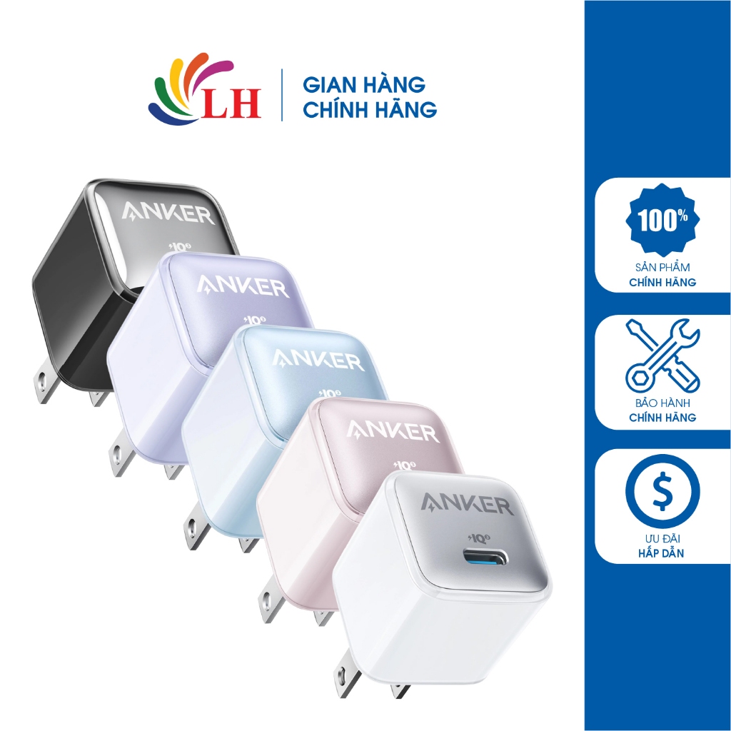 Cốc sạc Anker 511 Nano Pro 1Type-C 20W PIQ 3.0 A2637 - Hàng chính hãng