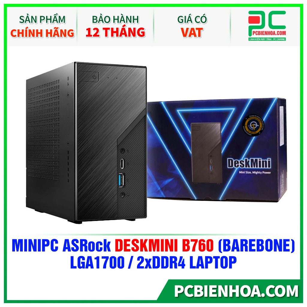 Vỏ máy tính Asrock DESKMINI B760/B/BB/BOX/US- hàng chính hãng 12T