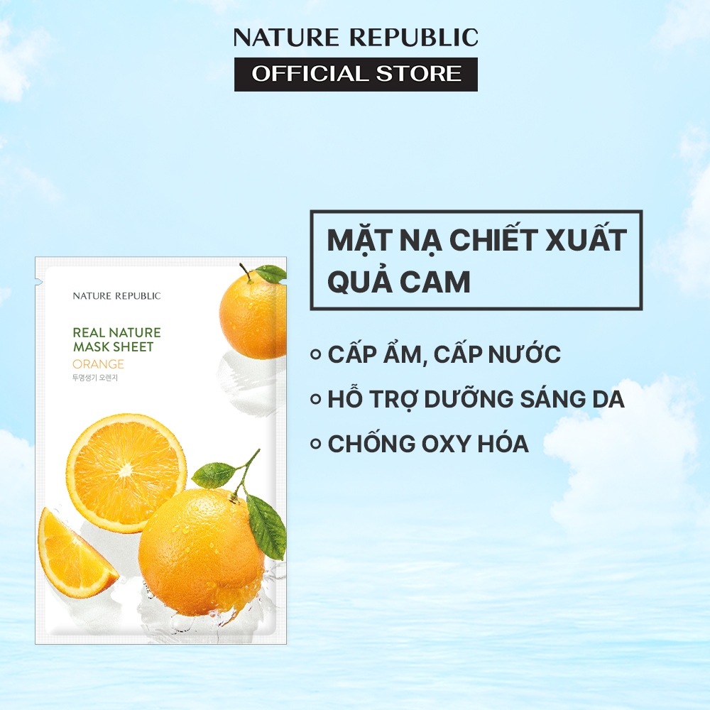 Nature Republic Mặt nạ giấy dưỡng ẩm, dưỡng sáng Real Nature Orange Mask Sheet 23ml