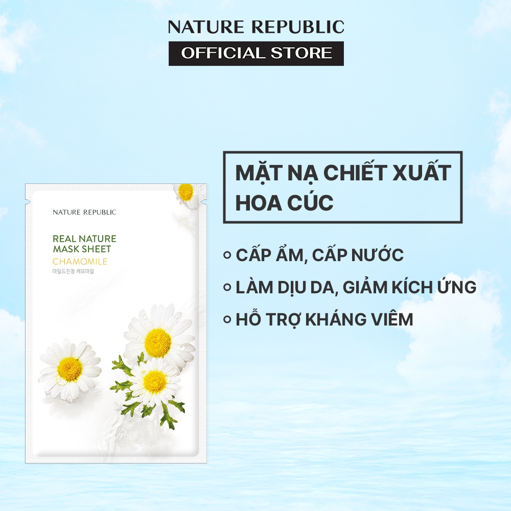 Nature Republic Mặt nạ giấy dưỡng ẩm, ngăn ngừa mụn Real Nature Chamomile Mask Sheet 23ml