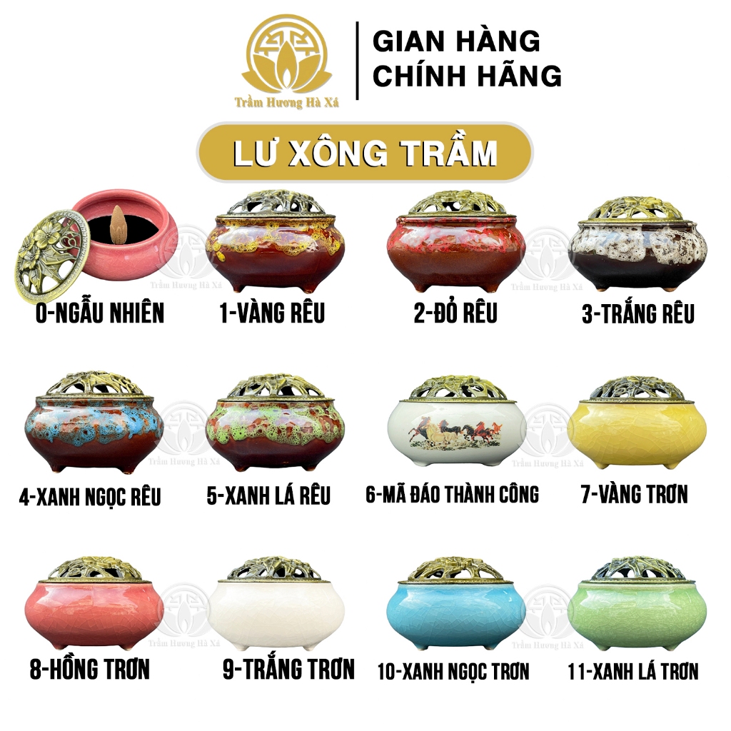 Lư xông trầm hương HÀ XÁ nhiều màu đồ thờ cúng phong thủy