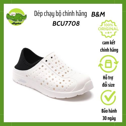 Dép chạy bộ Ysandal Đài Loan, chính hãng B&M, BCU7708, màu Trắng, mẫu mới, sục, dép nhập khẩu cao cấp