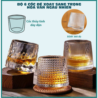 Bộ 6 cốc thủy tinh CAO CẤP, DÀY CỰC ĐẸP, SANG CHẢNH ( vân ngẫu nhiên)