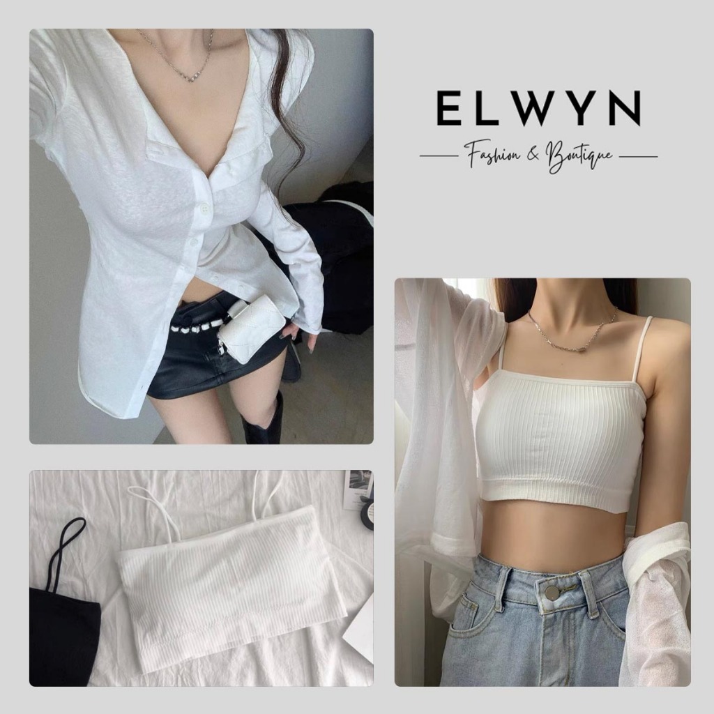 Áo thun nữ dài tay chất vải cotton giấy không nhăn cao cấp kèm bra cùng màu ELWYN EL70