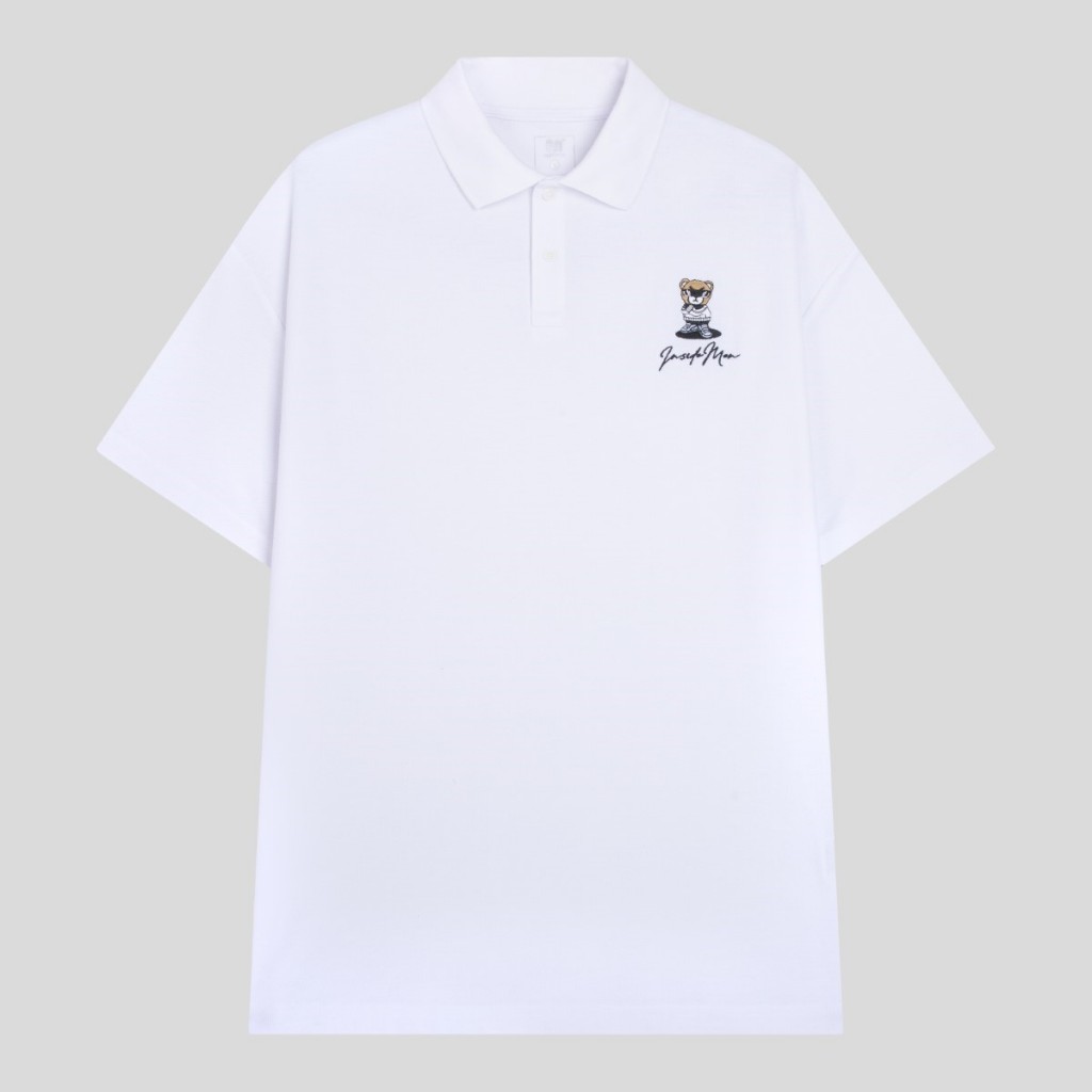 Áo Phông Polo Unisex Local Brand INSIDEMEN Thêu Hình Gấu Logo Trước Ngực Form Rộng Tay Lỡ Cho Nam Nữ IPS085S3