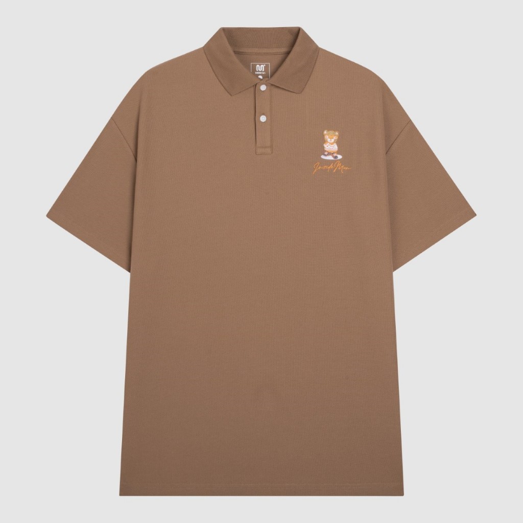 Áo Phông Polo Unisex Local Brand INSIDEMEN Thêu Hình Gấu Logo Trước Ngực Form Rộng Tay Lỡ Cho Nam Nữ IPS085S3