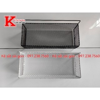 Kệ đựng đồ nhà tắm hình chữ nhật lưới mắt cáo dán tường, Rổ nhựa sơn tĩnh điện