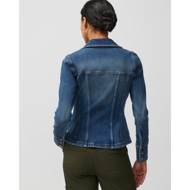WHBM Petite Fit & Flair Denim Shacket - Khoác Jeans Nhún Eo