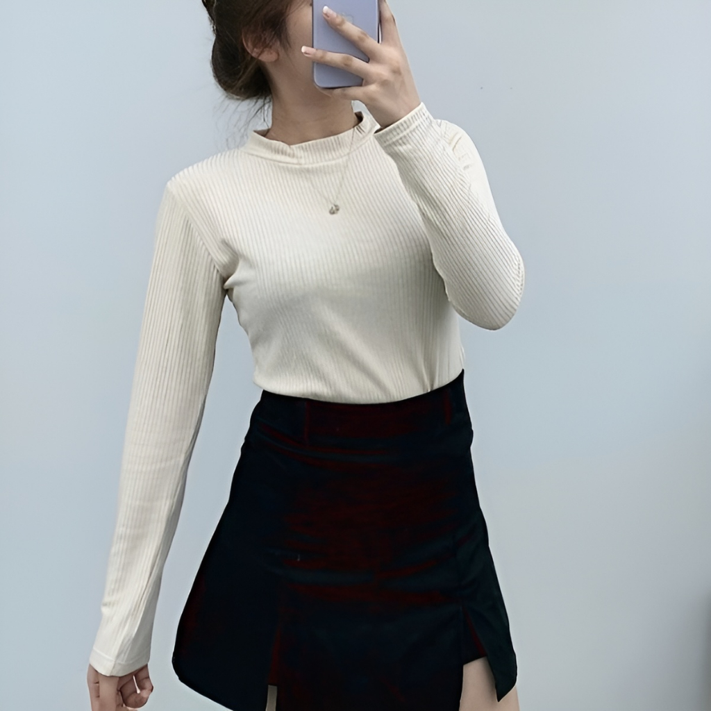 Áo len tăm giữ nhiệt dài tay - Áo thun tăm cổ 3 phân 05