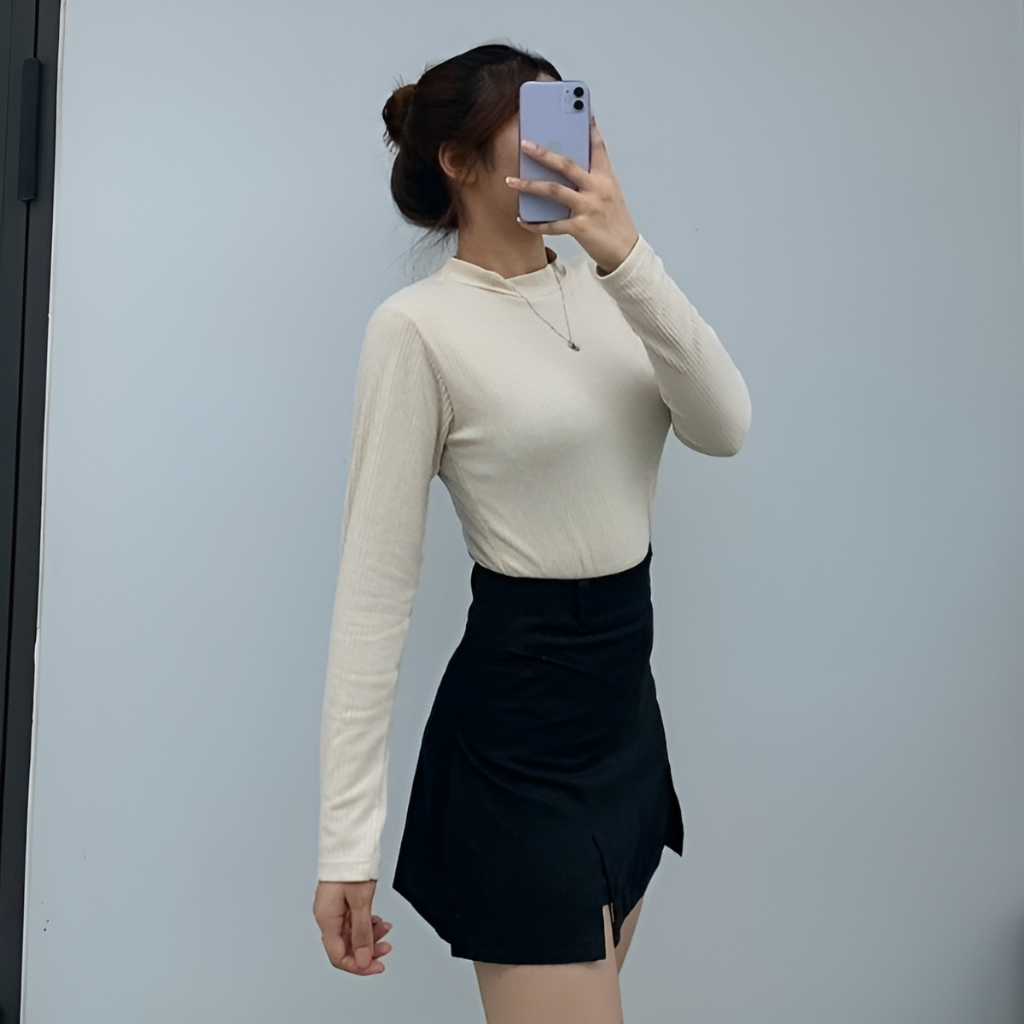 Áo len tăm giữ nhiệt dài tay - Áo thun tăm cổ 3 phân 05