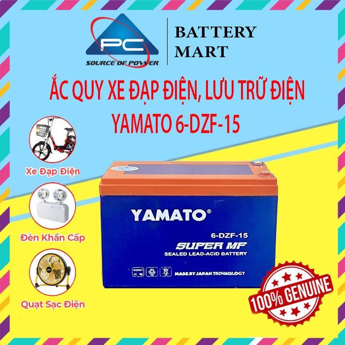 Ắc Quy Xe Đạp Điện YAMATO 6-DPB-14 12V-14AH, acquy dùng cho Loa Kéo, Năng Lượng Mặt Trời