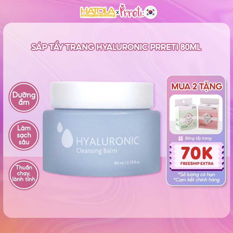 Sáp tẩy trang dưỡng ẩm Prreti Hyaluronic Cleansing Balm làm sạch sâu 80ml Hatola