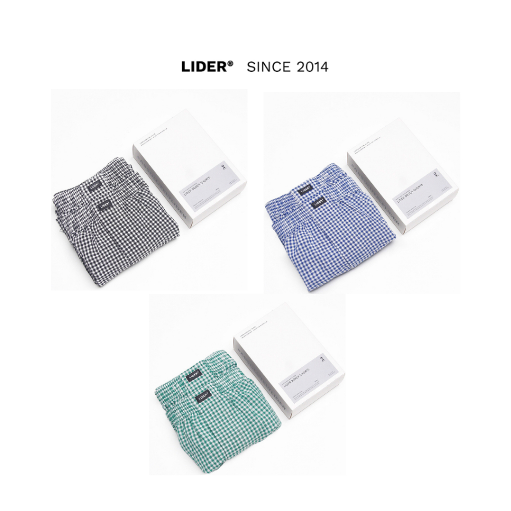 QUẦN ĐÙI NGỦ COTTON LIDER BOXER SHORTS - Xanh dương/ Xanh lá/ Đen