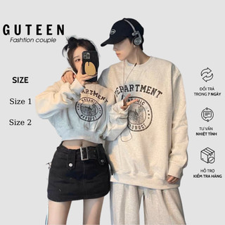 Áo đôi nam nữ sweater nỉ da cá unisex dáng croptop - áo department