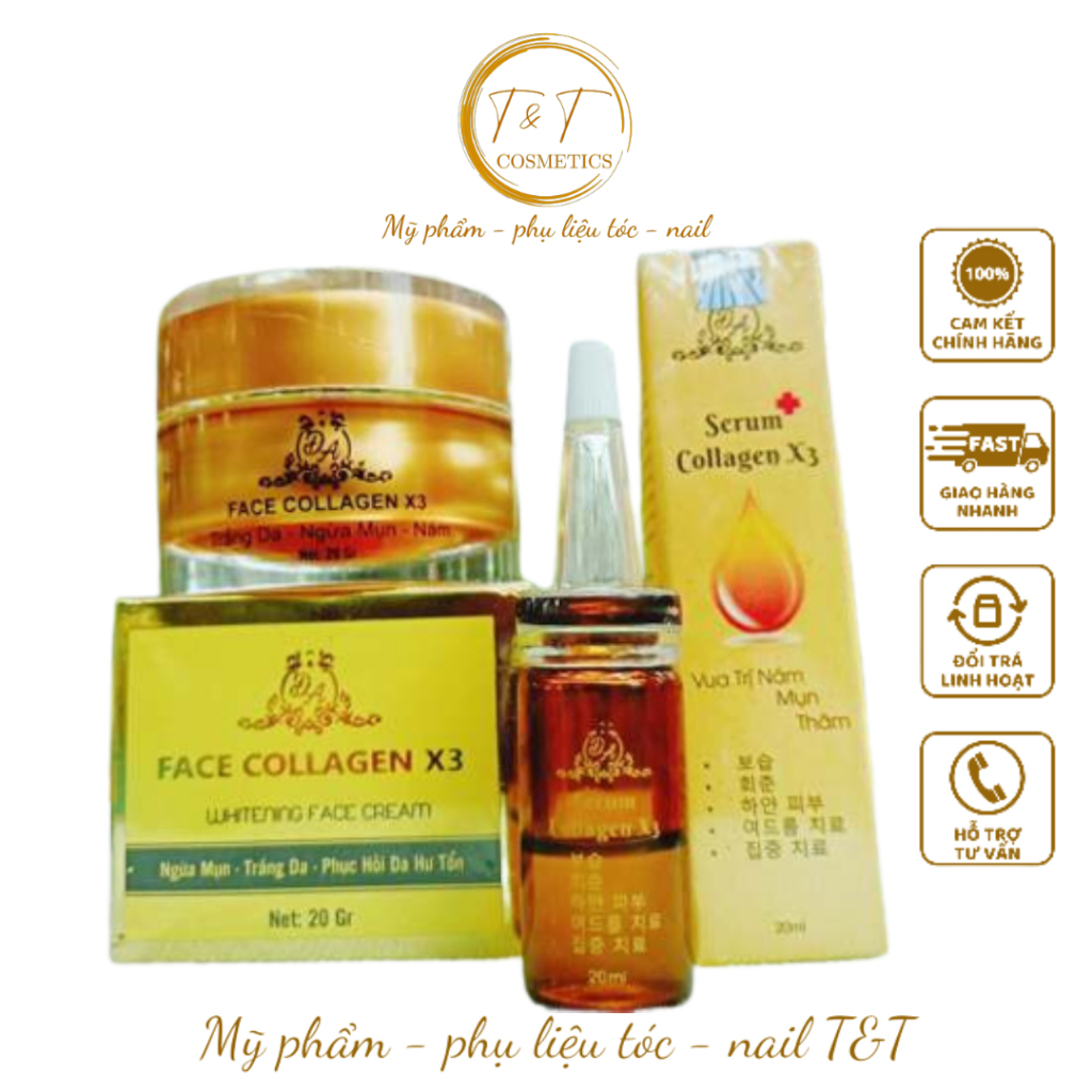 Combo Kem Face Collagen X3 Luxury + Serum Colagen X3 công ty Mỹ phẩm Đông Anh