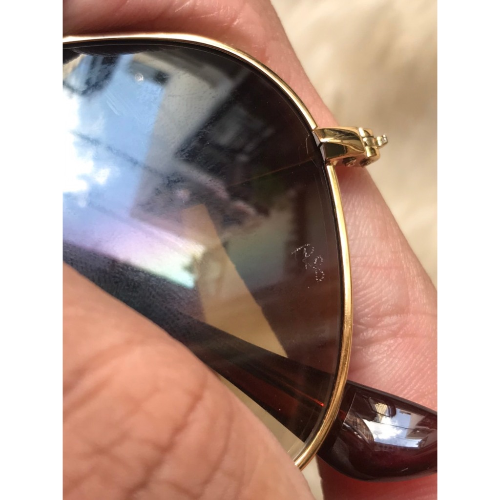 Kính rayban 3136 caravan của Ý, 2nd, tròng thủy tinh nâu khói 2 màu, đi ngày và đêm, phom chữ nhật ôm mặt