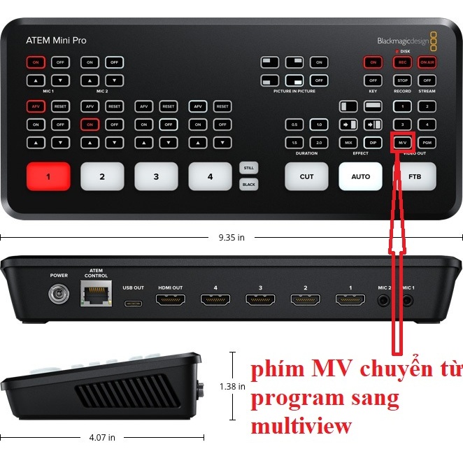 Bàn trộn hình ảnh Blackmagic Atem Mini Pro.
