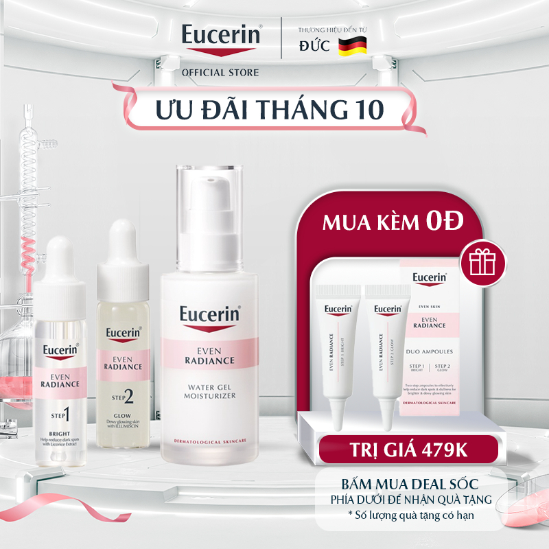 Bộ dưỡng sáng da toàn diện Eucerin Even Radiance Duo Ampoules (2x15ml) & Water Gel (50ml)