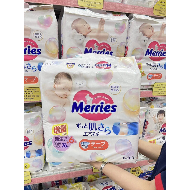 Bỉm merries tã dán/quần nội địa nhật đủ sz NB82/S76/M60/M58/L50/L44/XXL28