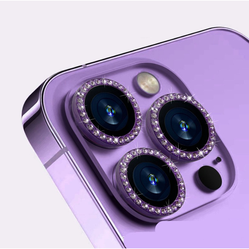 Set 3 Vòng Bảo vệ camera iphone viền đá kim cương 14 Pro Max / 13 / 12 / 11 Pro / Max / Plus tặng giấy lau kính