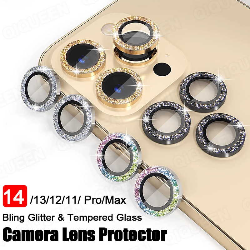 Set 3 Vòng Bảo vệ camera iphone viền đá kim cương 14 Pro Max / 13 / 12 / 11 Pro / Max / Plus tặng giấy lau kính