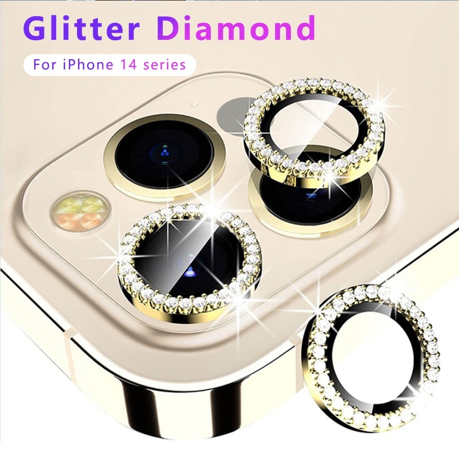 Set 3 Vòng Bảo vệ camera iphone viền đá kim cương 14 Pro Max / 13 / 12 / 11 Pro / Max / Plus tặng giấy lau kính