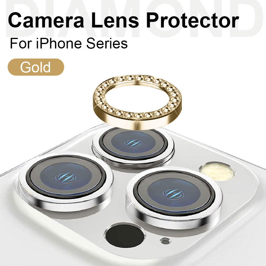 Set 3 Vòng Bảo vệ camera iphone viền đá kim cương 14 Pro Max / 13 / 12 / 11 Pro / Max / Plus tặng giấy lau kính